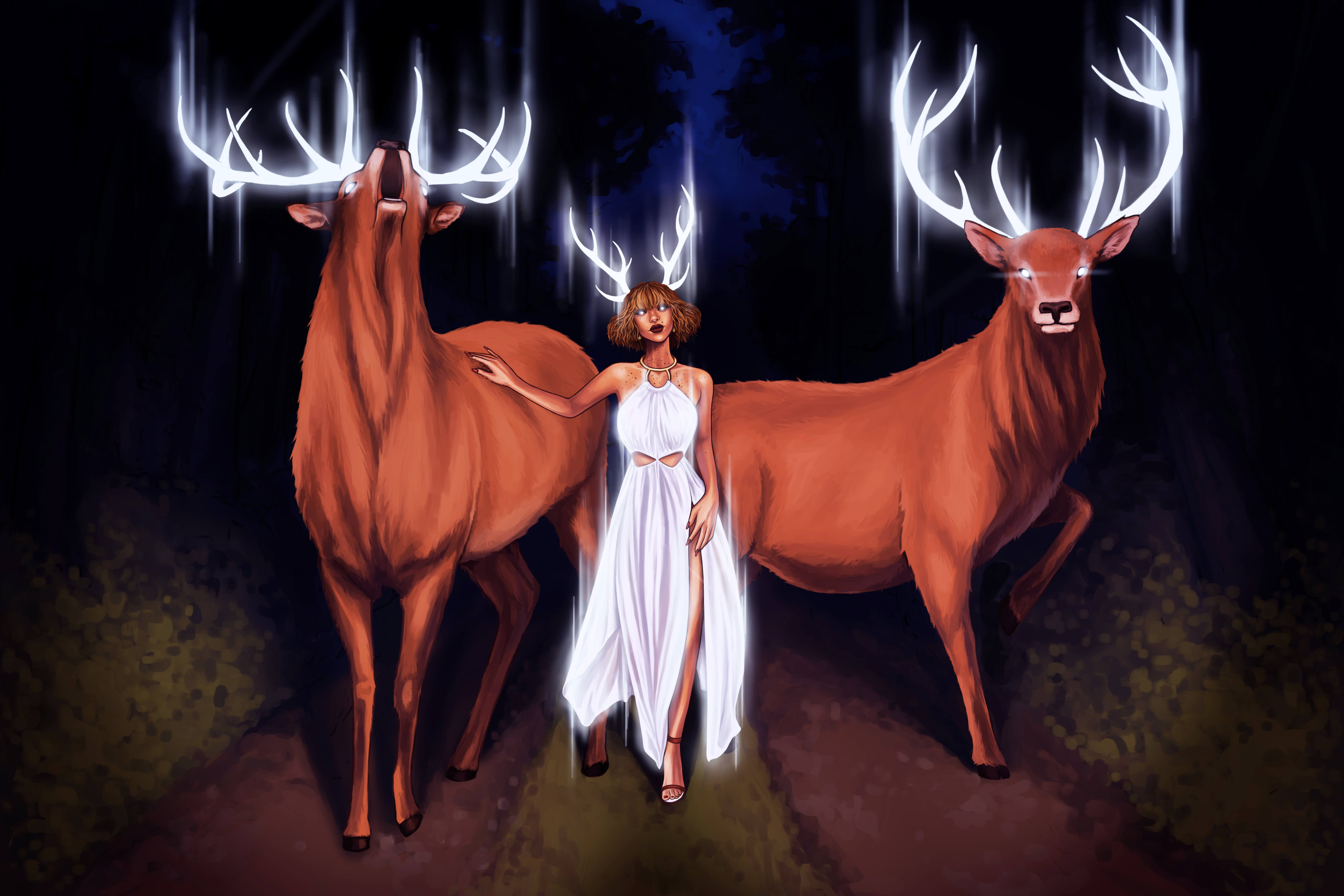 Lyria and the Stags by Kokab ZD