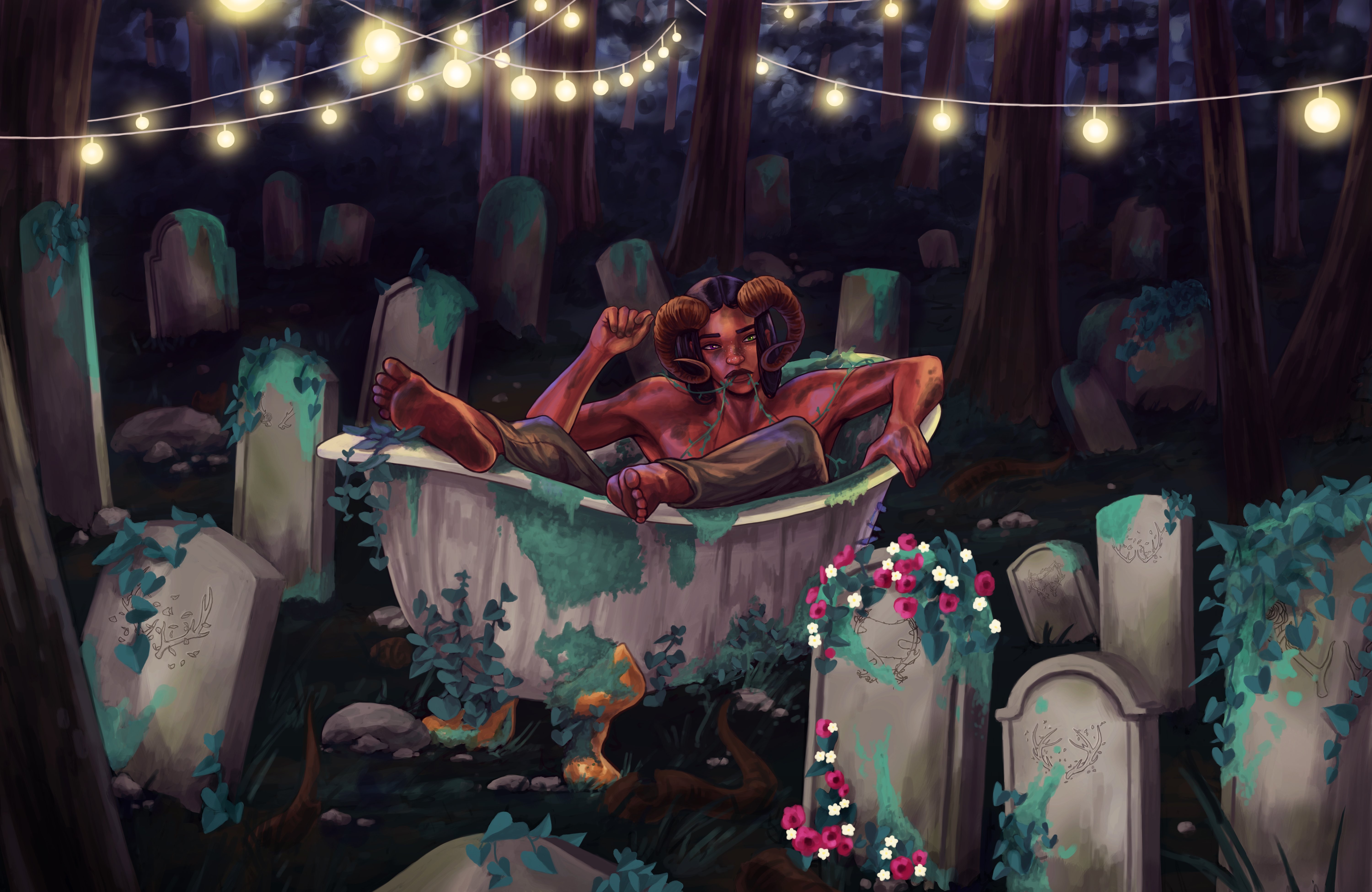 Bosque in the Graveyard - Bunni and Bosque