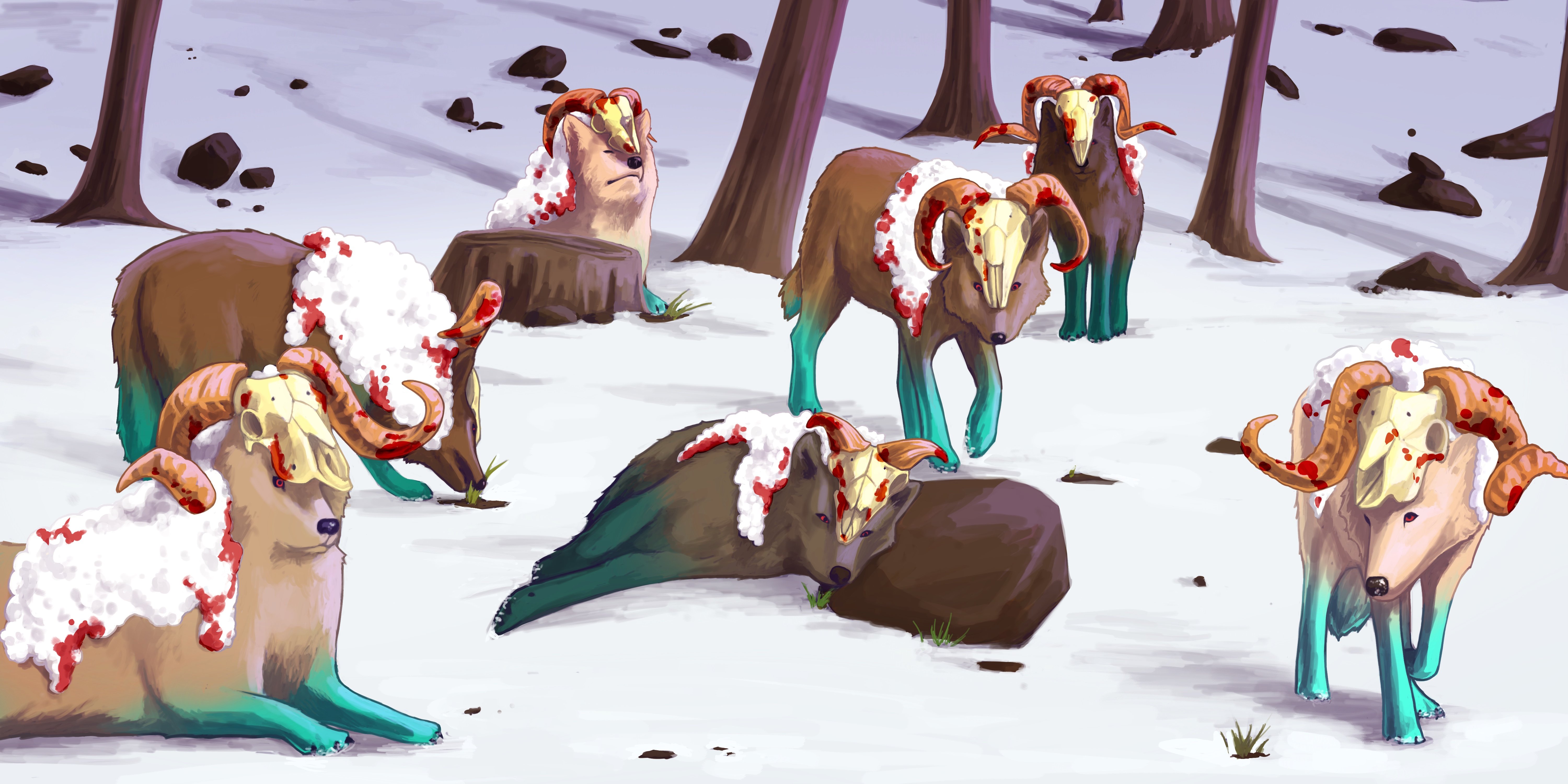Drawing of the Studio Wolfless game wolf